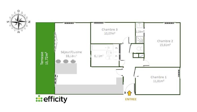Appartement - 91 m² - 4 pièces