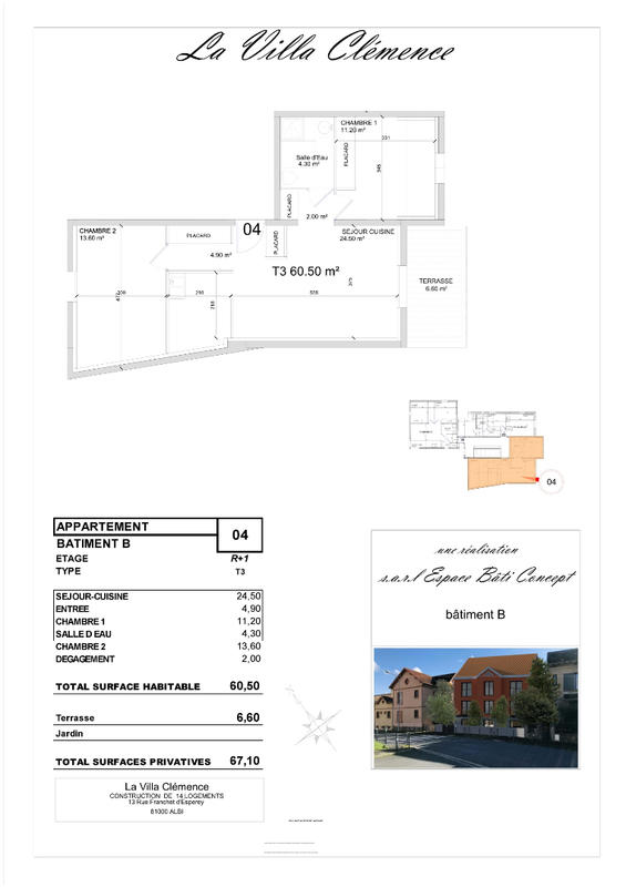 Appartement - 61 m² - 3 pièces