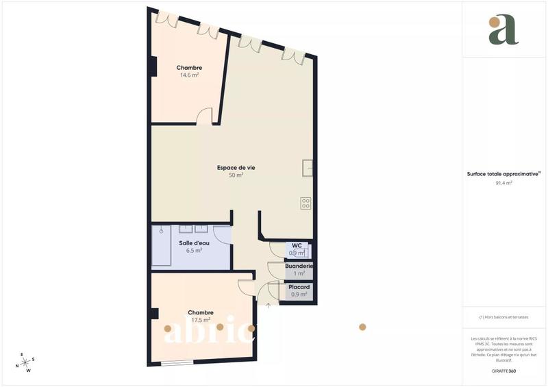 Appartement - 95 m² - 3 pièces