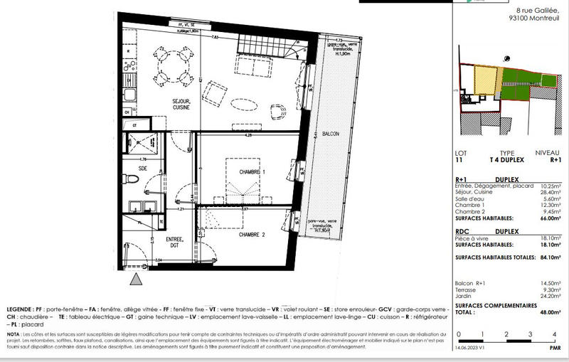 Duplex - 84 m² - 4 pièces
