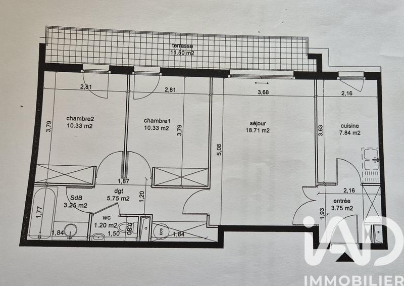 Appartement - 61 m² - 3 pièces