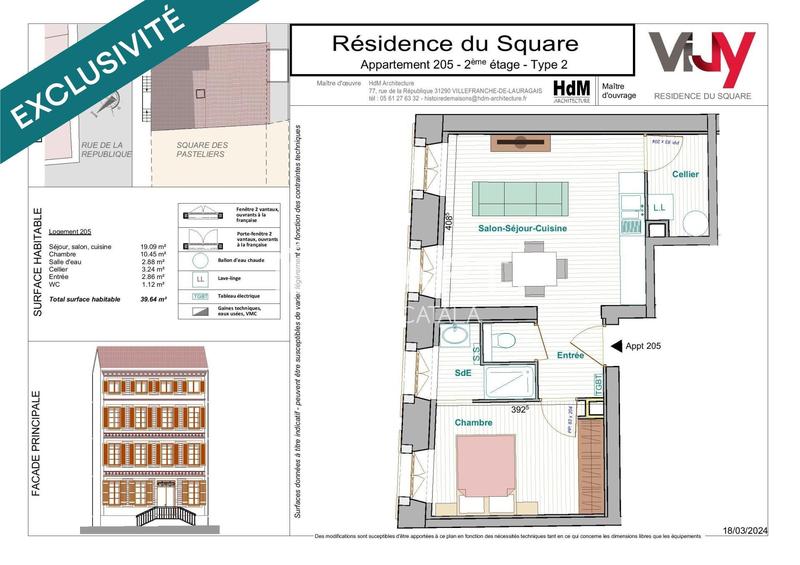 Appartement - 40 m² - 2 pièces