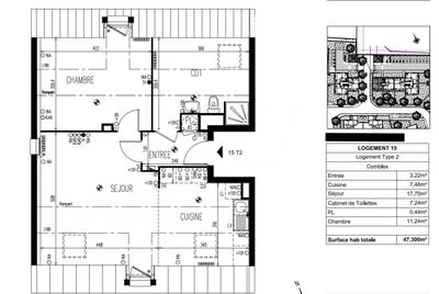 Appartement - 47 m² - 2 pièces