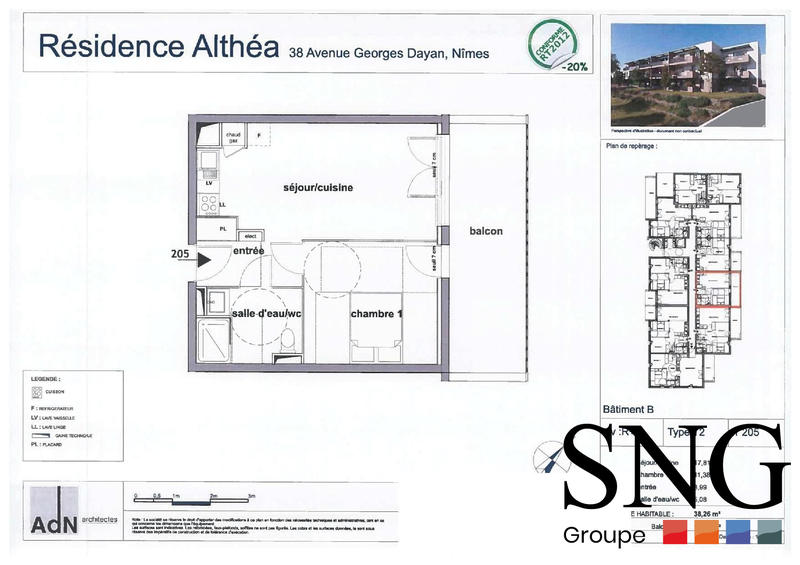 Appartement - 38 m² - 2 pièces