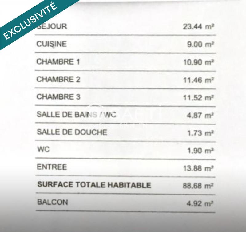 Appartement - 88 m² - 4 pièces