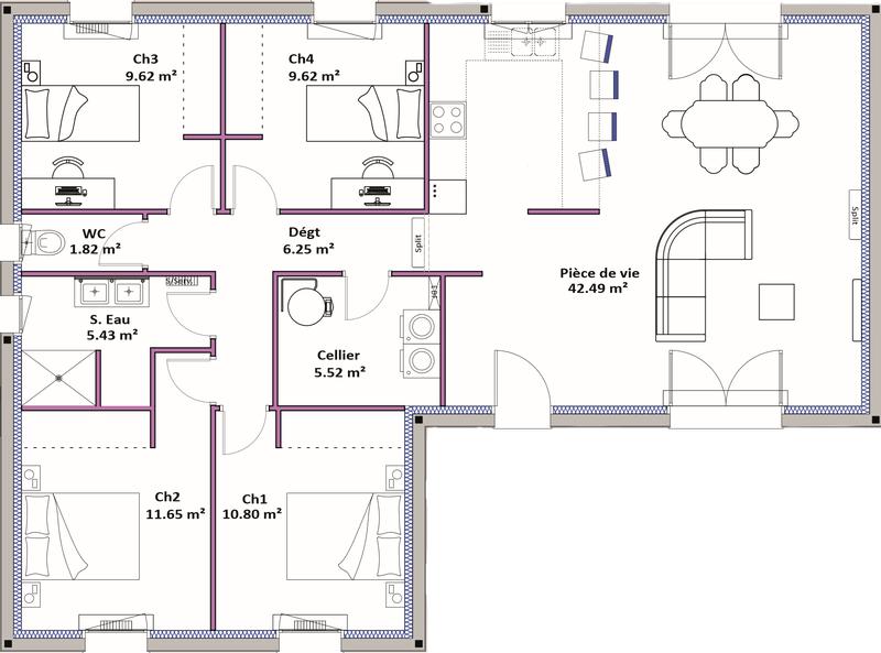 Maison - 103 m² - 5 pièces