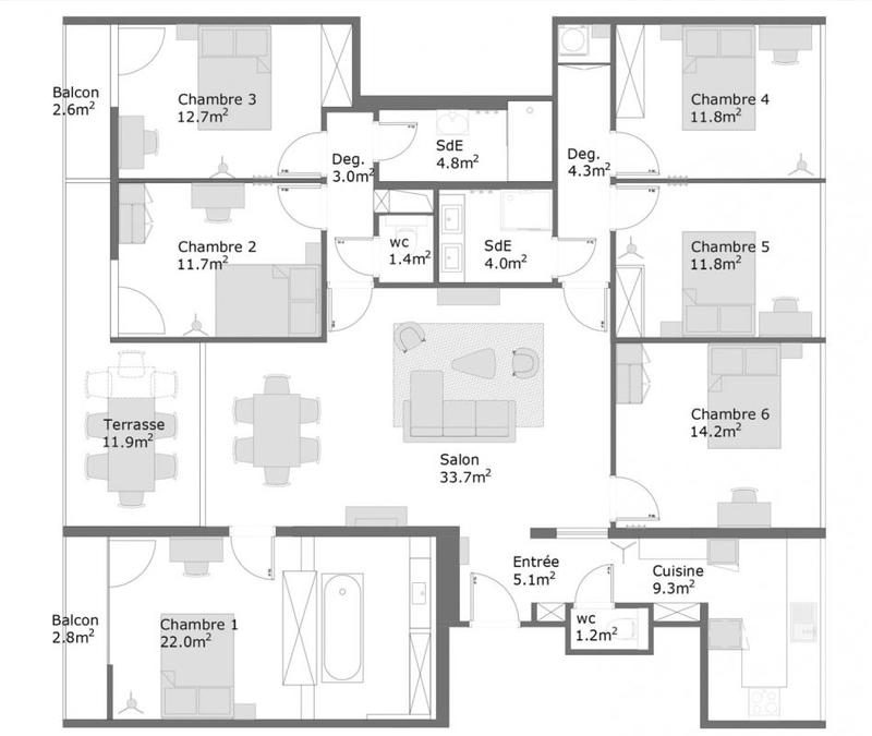 Appartement - 153 m² - 7 pièces