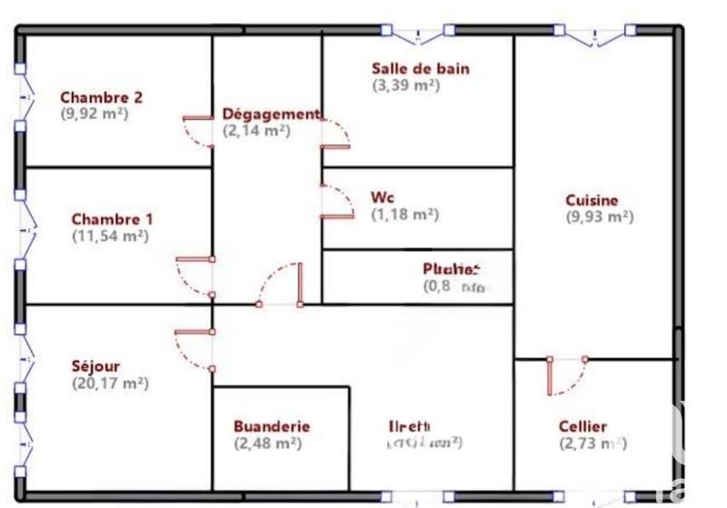 Appartement - 70 m² - 3 pièces