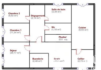 Appartement - 70 m² - 3 pièces