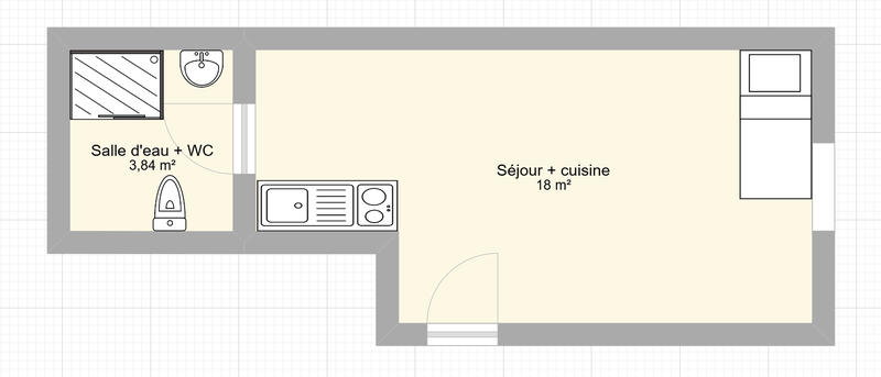 Appartement - 22 m² - 1 pièce