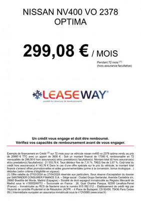 Nissan Nv400 Fg 3t3 L2h2 2.3 Dci 110ch Optima