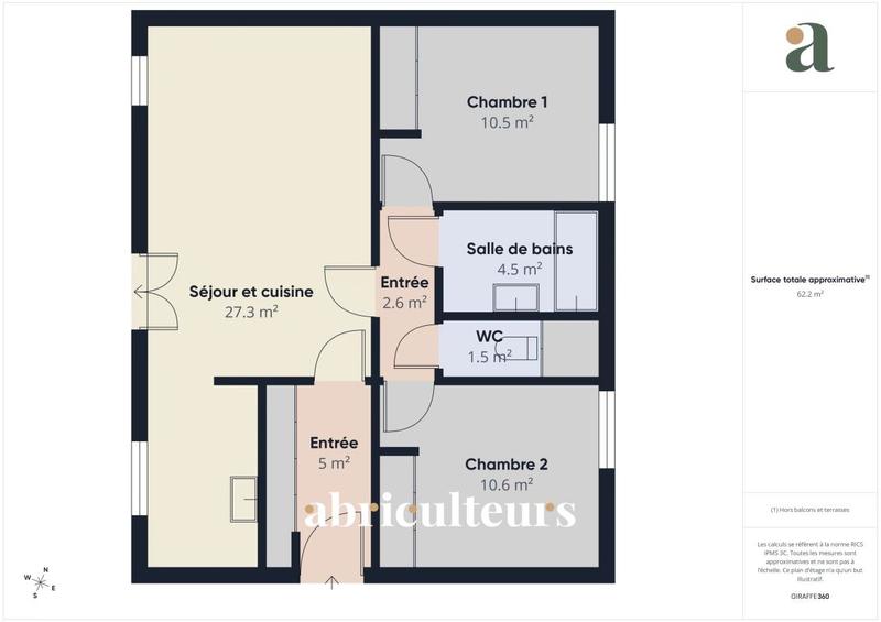 Appartement ancien - 62 m² - 3 pièces