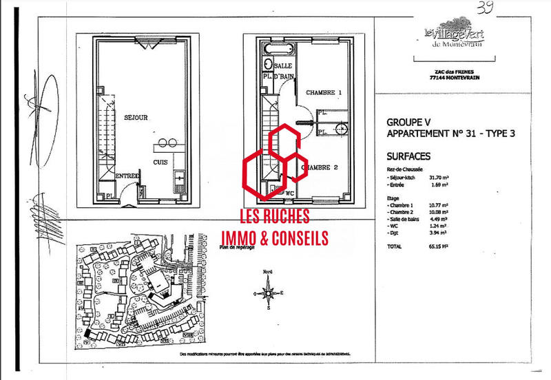 Appartement - 65 m² - 3 pièces