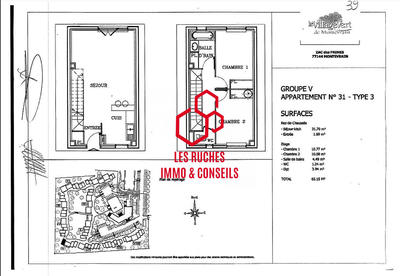 Appartement - 65 m² - 3 pièces