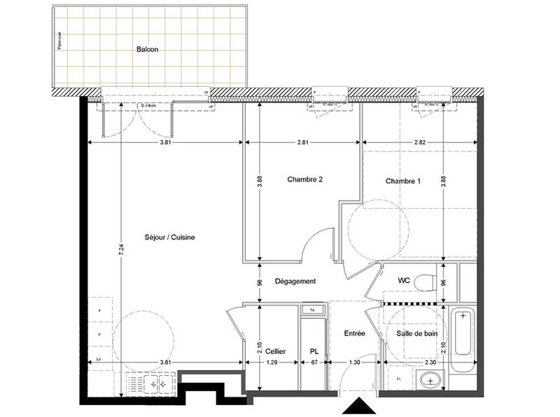 Appartement - 65 m² - 3 pièces