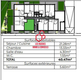 Appartement - 40 m² - 2 pièces