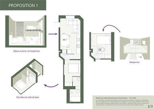 Duplex - 41 m² - 2 pièces