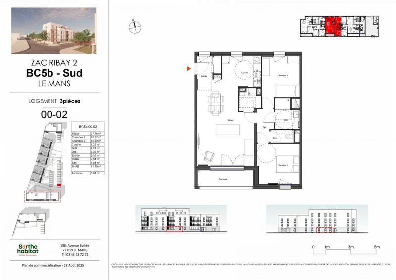 Appartement - 71 m² - 3 pièces