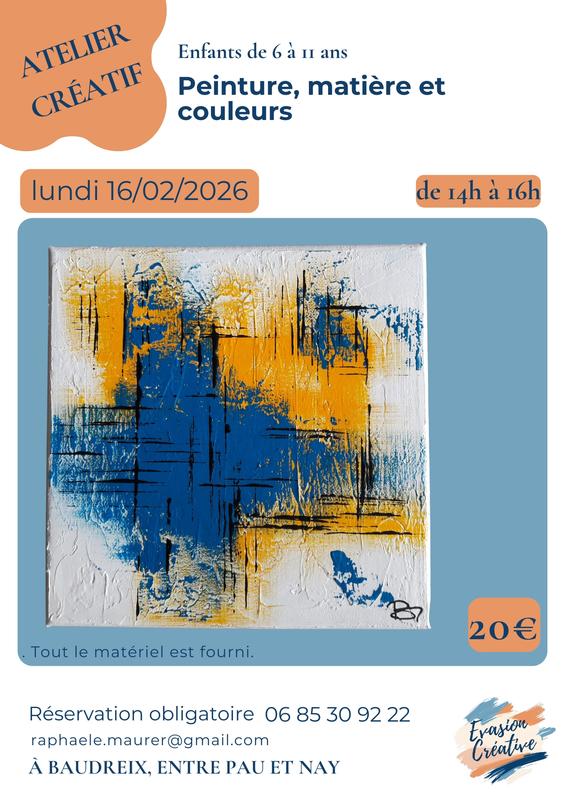 Atelier "Peinture, matière et couleurs" à Baudreix