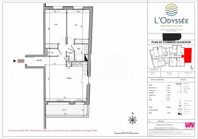 Appartement - 65 m² - 3 pièces