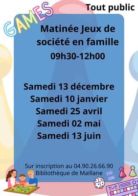 Matinée jeux de société en famille décembre
