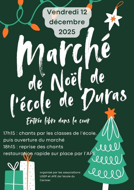 Marché Noël avec Ape à l'école de Duras