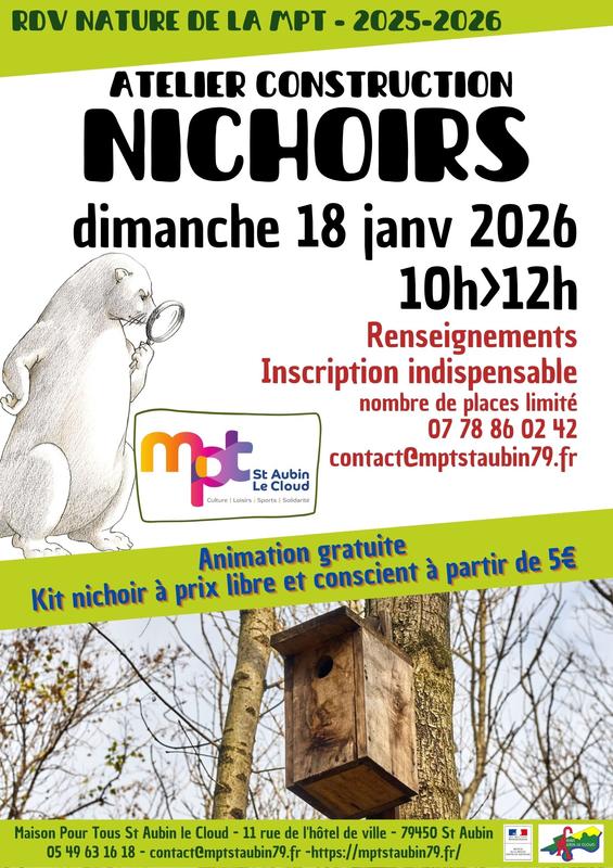 Rendez-vous nature de la Mpt : Atelier construction de nichoirs