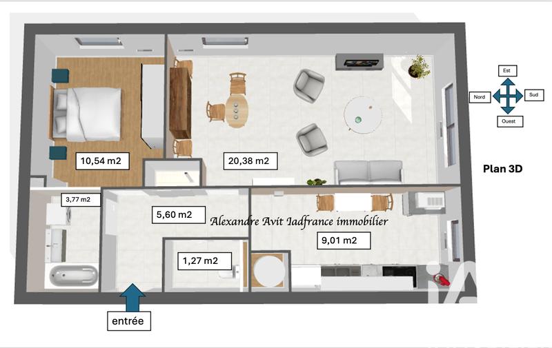 Appartement - 51 m² - 2 pièces