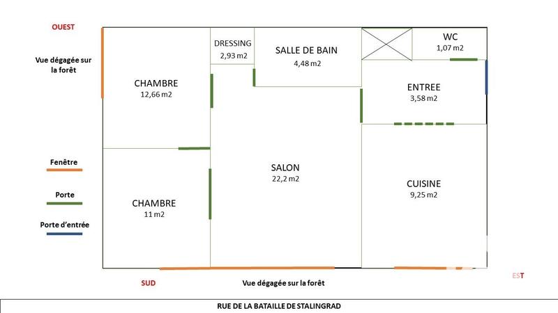 Appartement - 67 m² - 3 pièces