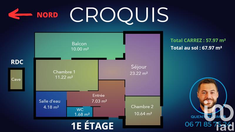 Appartement - 58 m² - 3 pièces