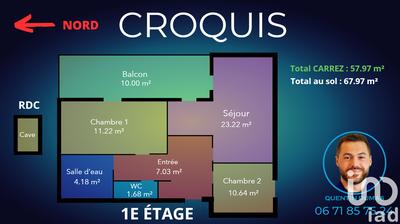 Appartement - 58 m² - 3 pièces