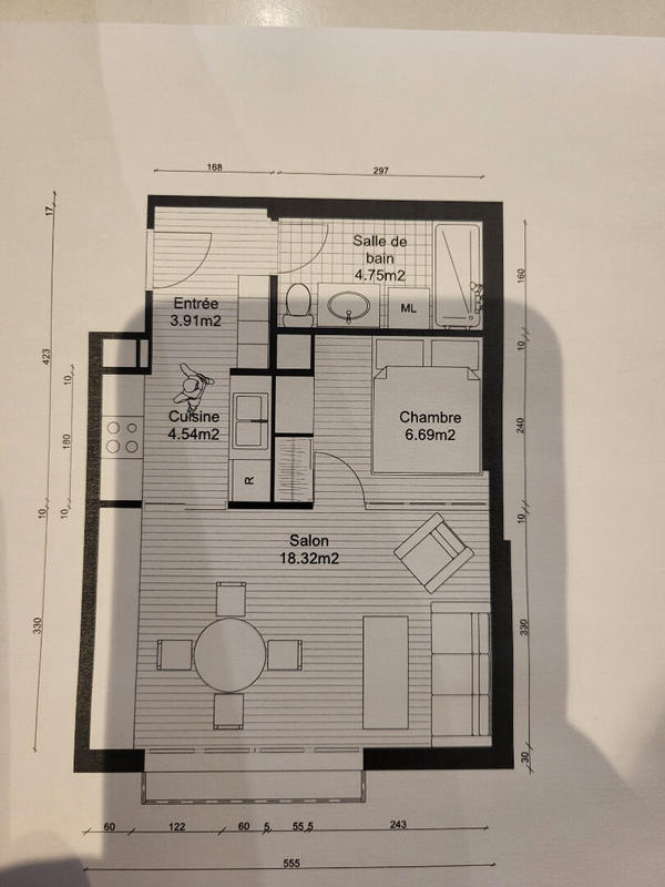 Appartement - 38 m² - 2 pièces