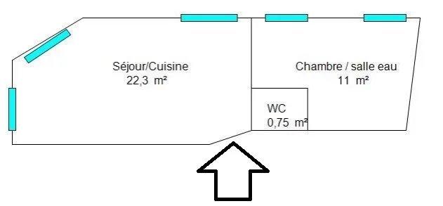 Appartement - 34 m² - 2 pièces