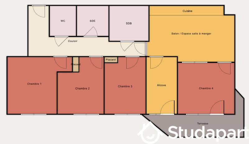 Chambre - 21 m² - 1 pièce