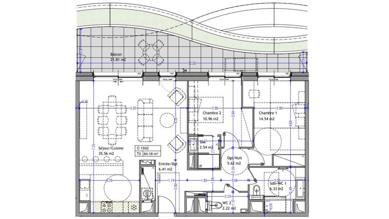 Appartement - 84 m² - 3 pièces