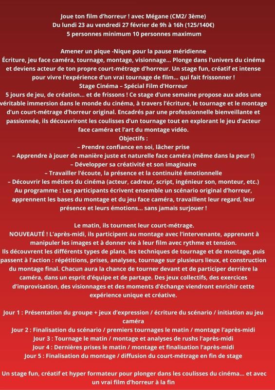 Stage "Théâtre/Cinéma" à la Maison Pour Tous