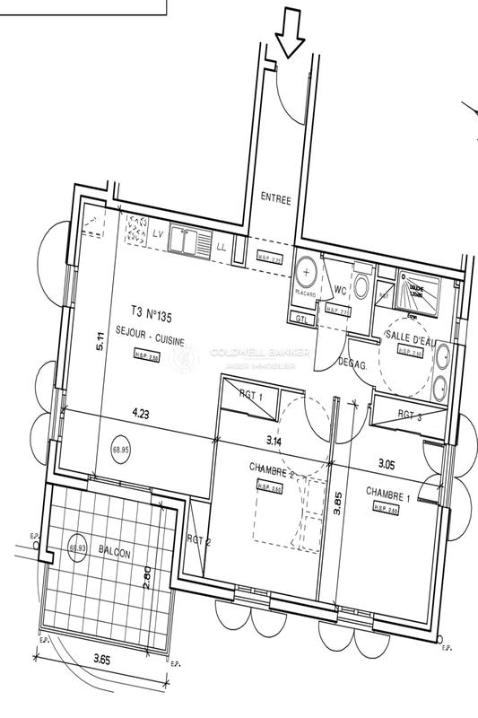 Appartement - 66 m² - 3 pièces