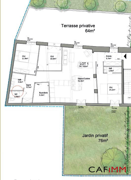 Appartement - 57 m² - 2 pièces