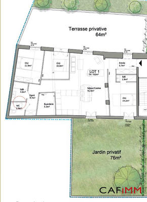 Appartement - 57 m² - 2 pièces