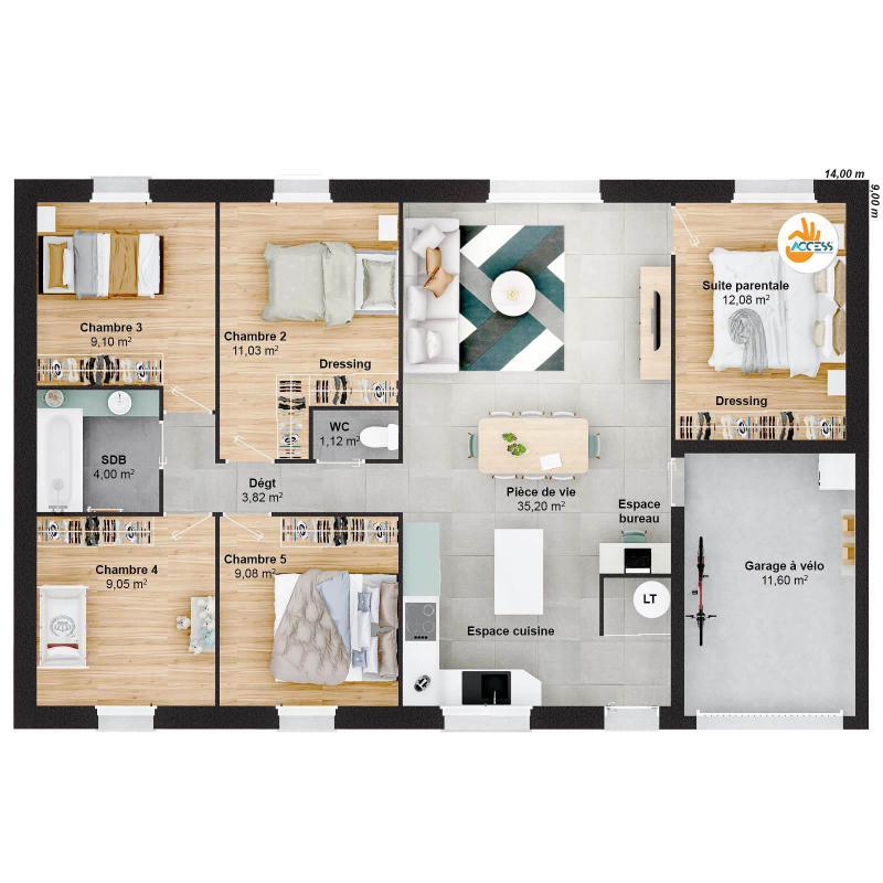 Maison - 94 m² - 7 pièces