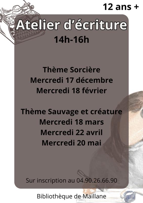 Atelier d'écriture Décembre 2025