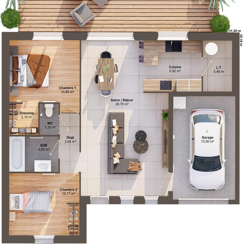 Maison - 70 m² - 4 pièces