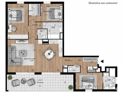 Appartement - 92 m² - 4 pièces