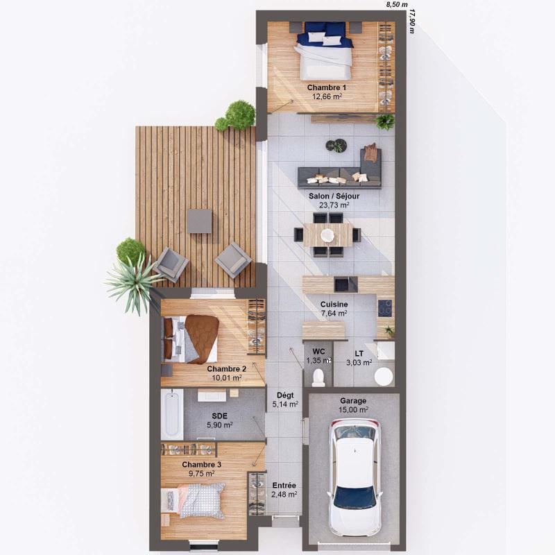 Maison - 82 m² - 5 pièces