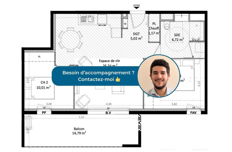 Appartement - 61 m² - 3 pièces