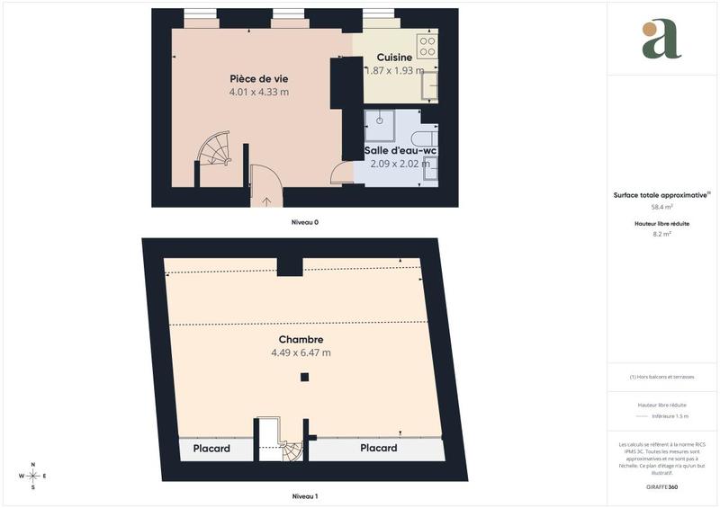 Appartement ancien - 40 m² - 2 pièces