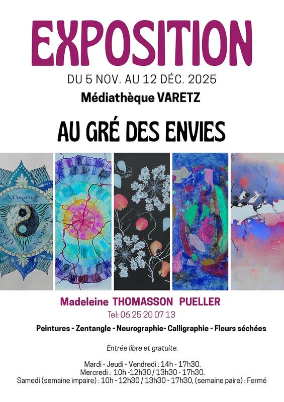 Exposition :« au gré des envies » de Madeleine Thomasson Pueller, artiste peintre à l’univers sensible et coloré.