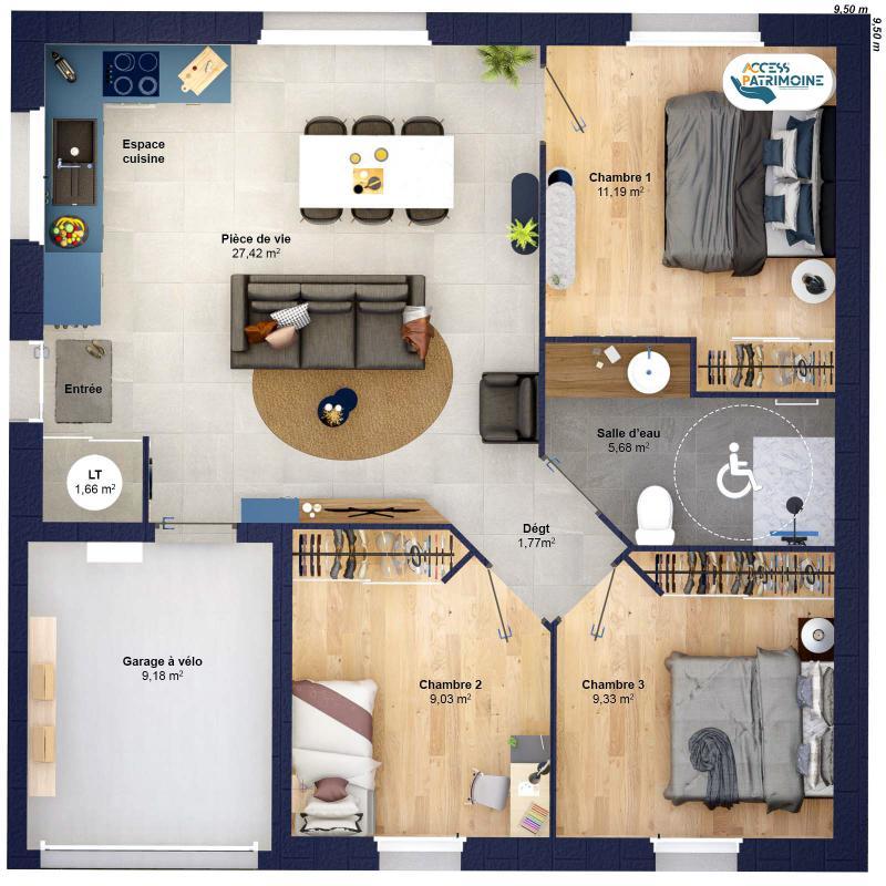 Maison - 65 m² - 5 pièces