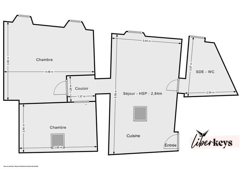 Appartement ancien - 51 m² - 3 pièces