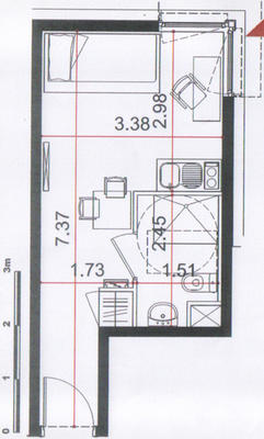 Appartement - 20 m² - 1 pièce
